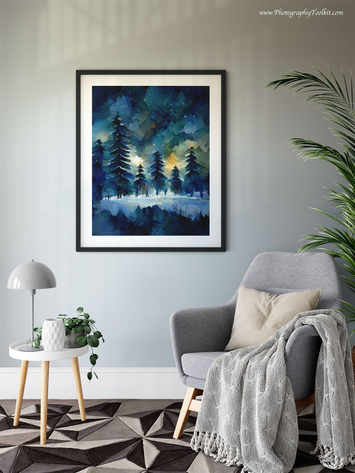 Winter Landscape Print, Snowy Trees and Pine Tree - Image 6