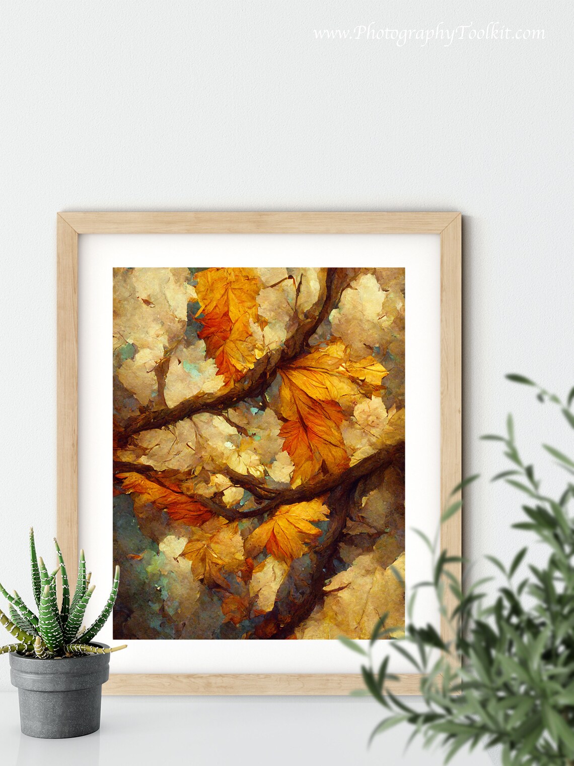 Autumn Maple Leaves Golden Branches Painterly Fall Foliage Close Up Print - Image 5