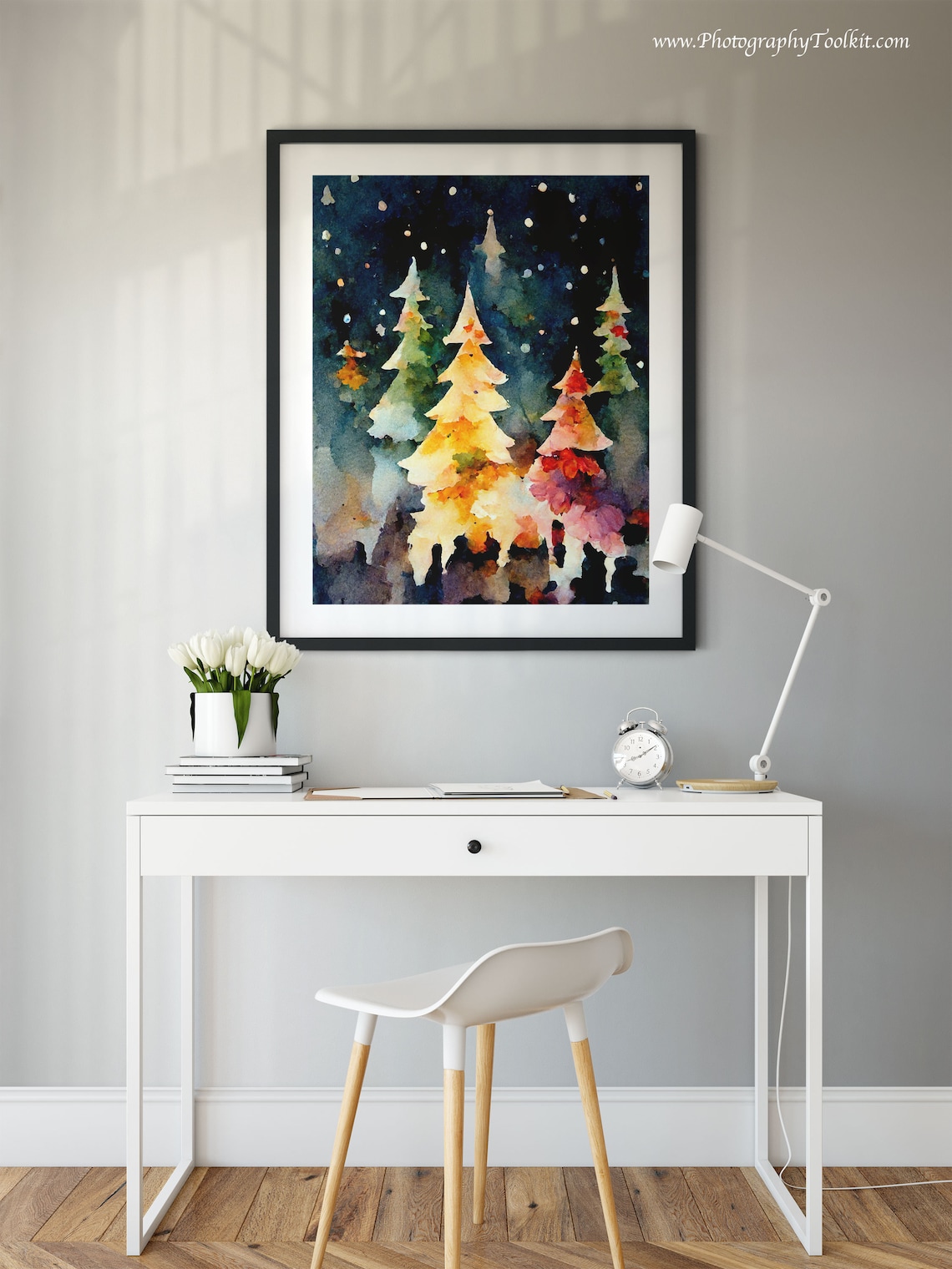 Christmas Tree Watercolor Holiday Wall Art Print - Image 2