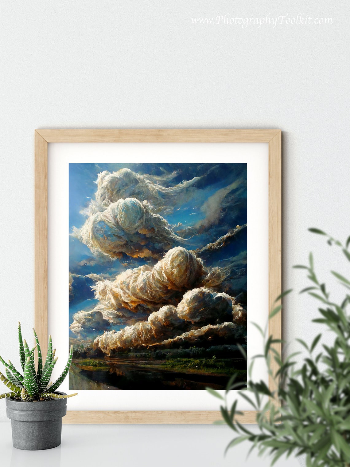 Dramatic Billowing Golden Clouds Over a Dark Landscape Sky Poster - Image 5