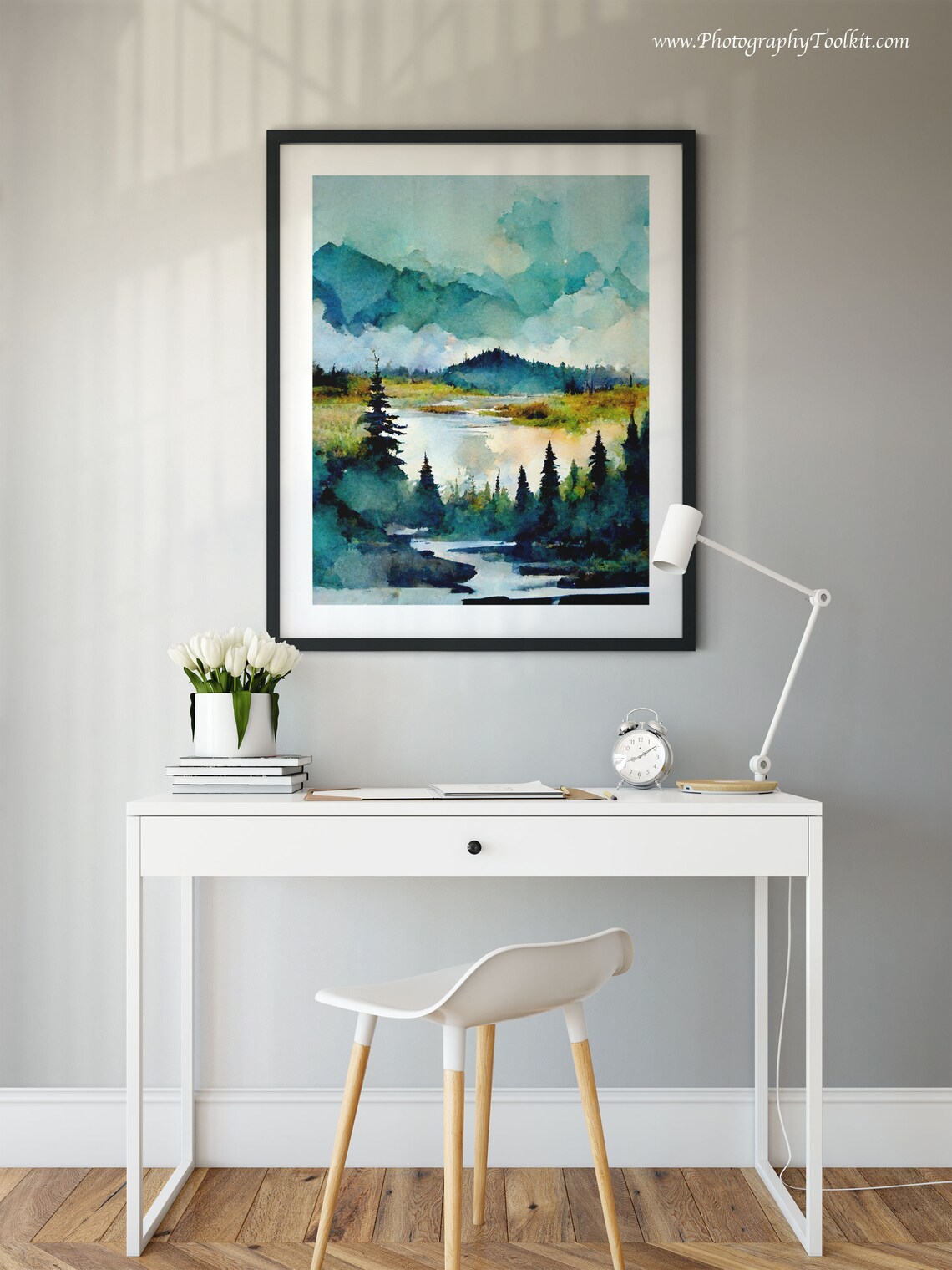 Winter Forest Landscape Art Print, Rustic Watercolor - Image 6