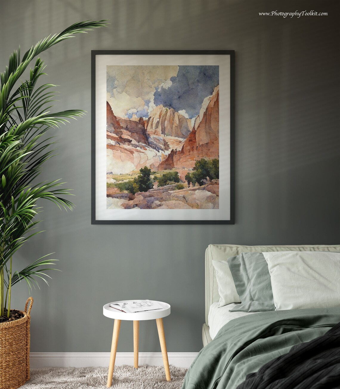 Capitol Reef Watercolor Red Cliffs Dramatic Sky Utah Desert Landscape Print - Image 3