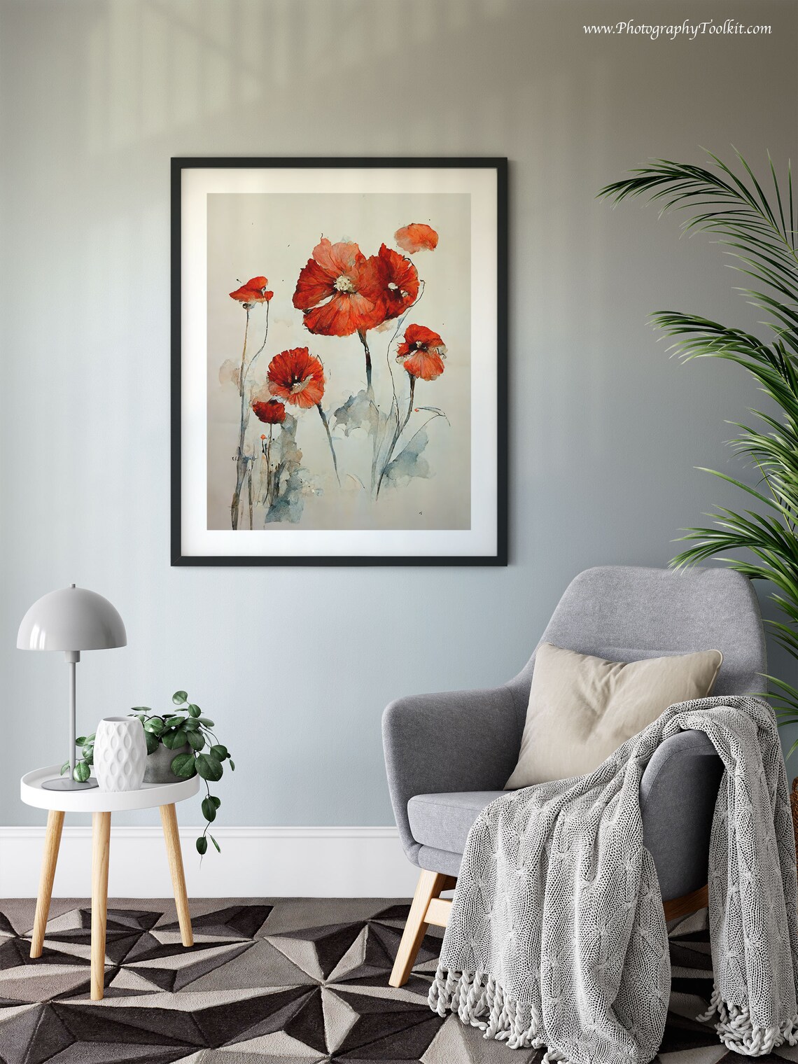 Red Poppies Watercolor Art Print, Farmhouse Floral - Image 6