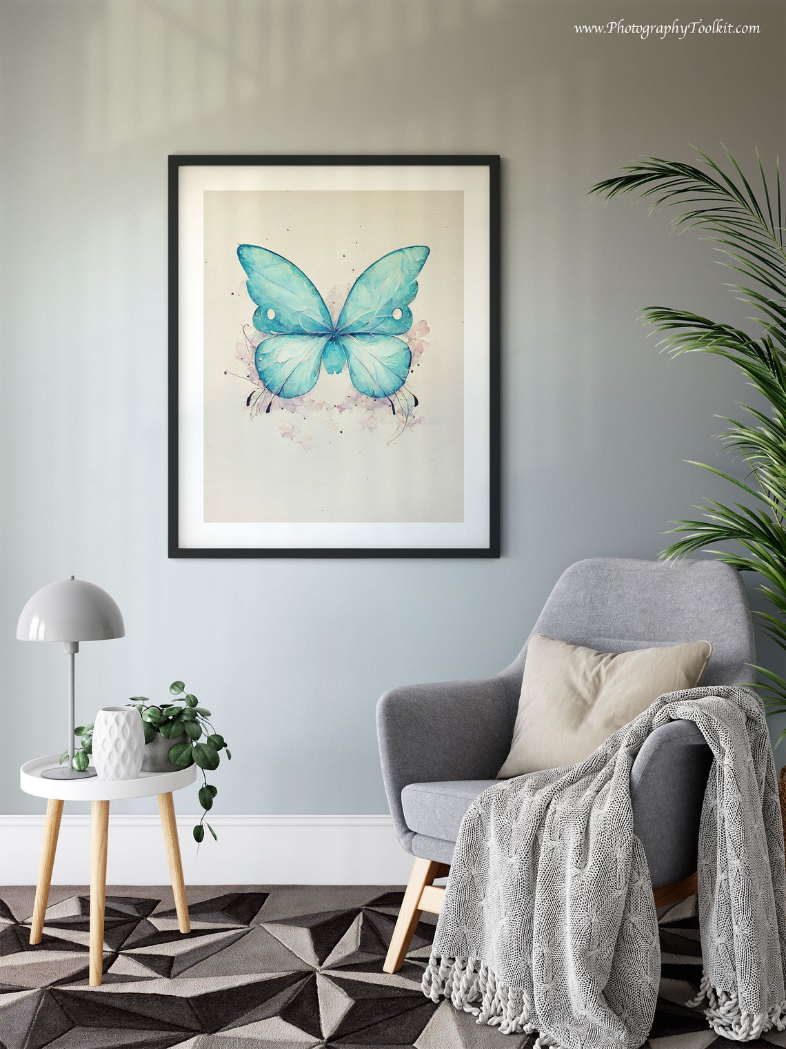 Blue Watercolor Butterfly Delicate Insect Botanical Nature Poster - Image 6