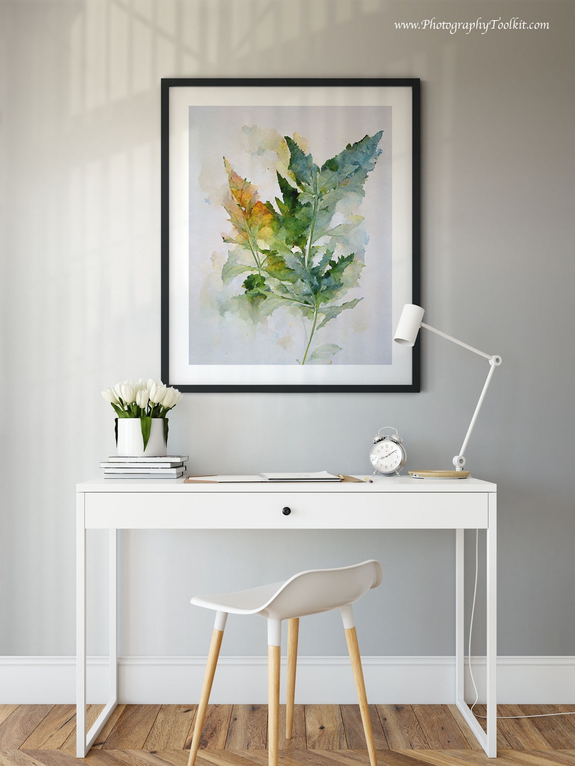 Elegant Botanical Green Leaves Watercolor Soft Nature Wall Art - Image 4