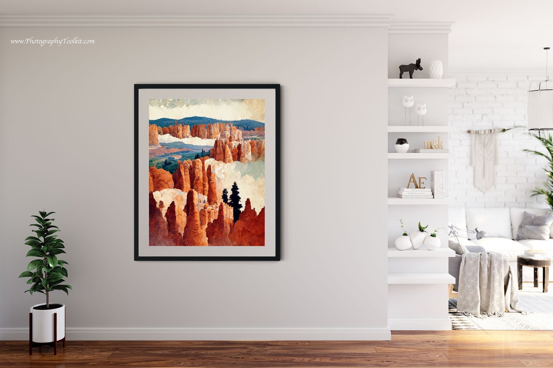 Bryce Canyon Red Rock Hoodoos Vintage Landscape Travel Poster - Image 4