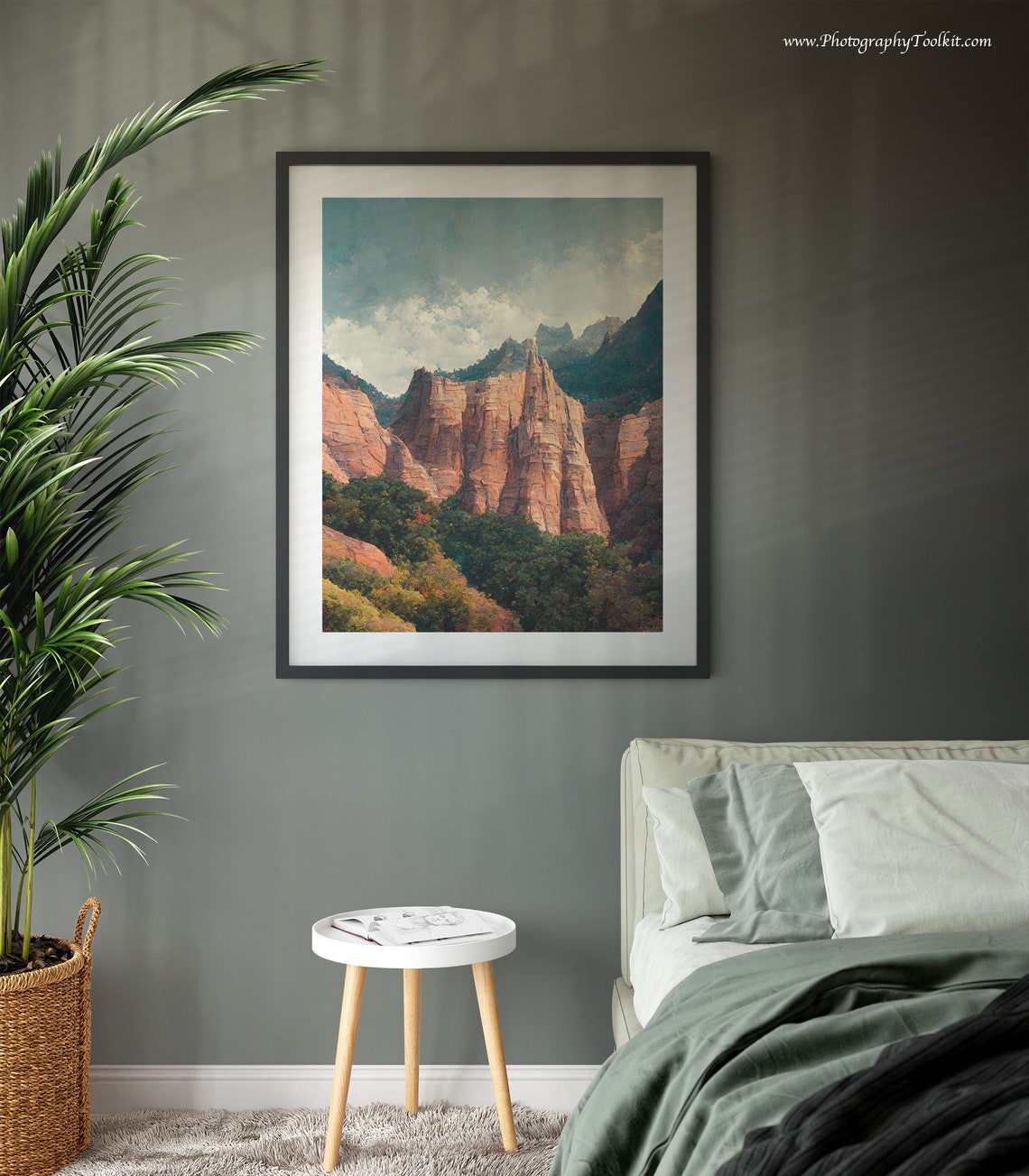 Zion Canyon Red Cliffs Wall Art Towering Sandstone Green Valley View - Image 3