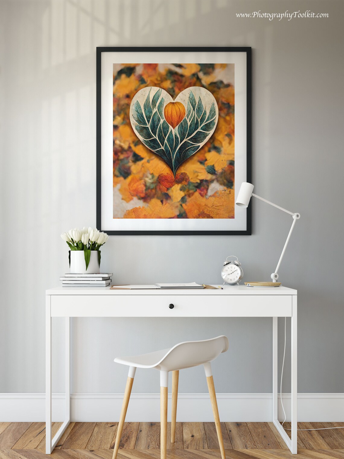 Thanksgiving Heart Autumn Leaves Orange Pumpkin Fall Seasonal Print - Image 2