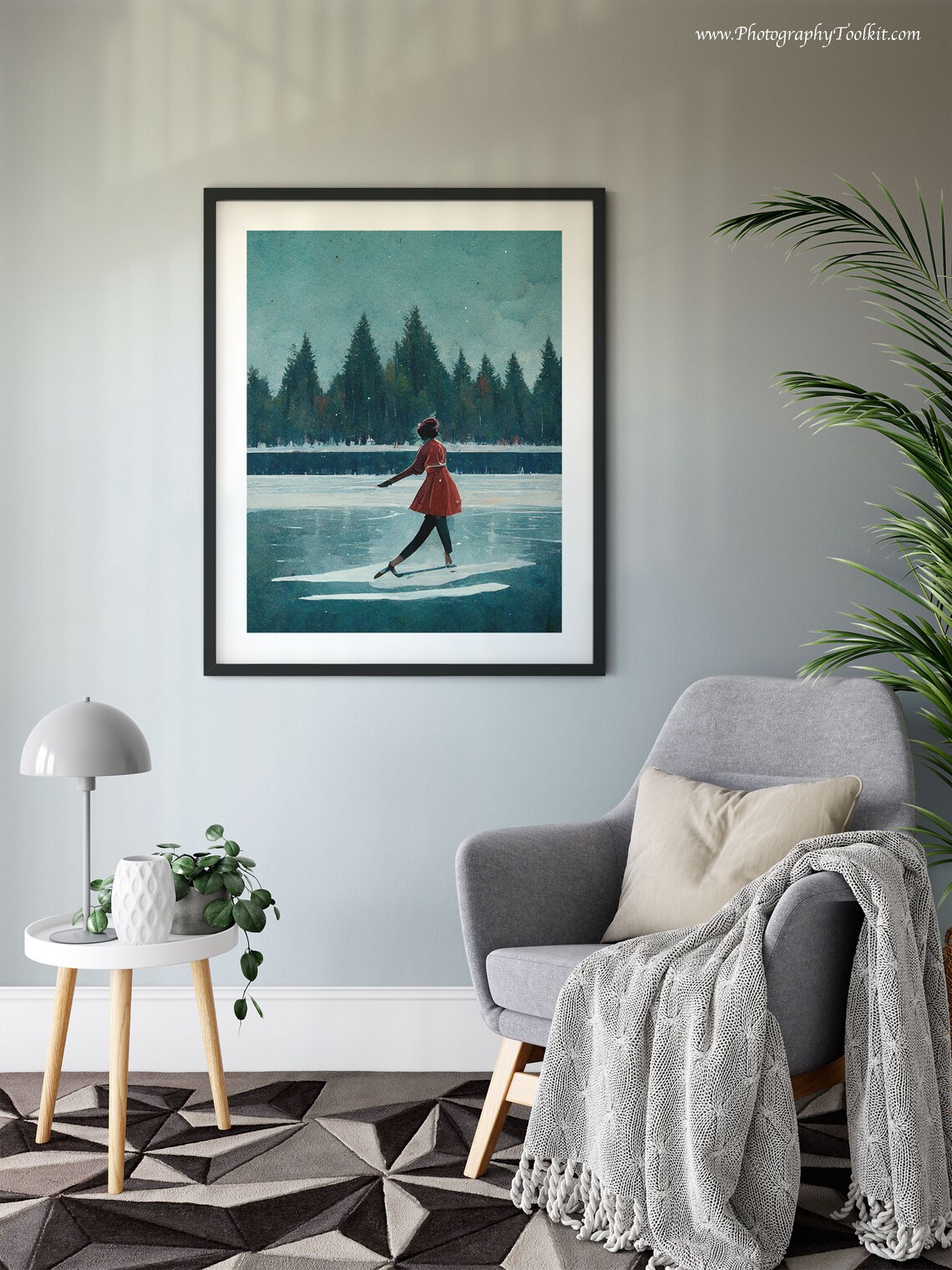 Woman Ice Skating Art Print, Winter Holiday Decor - Image 6