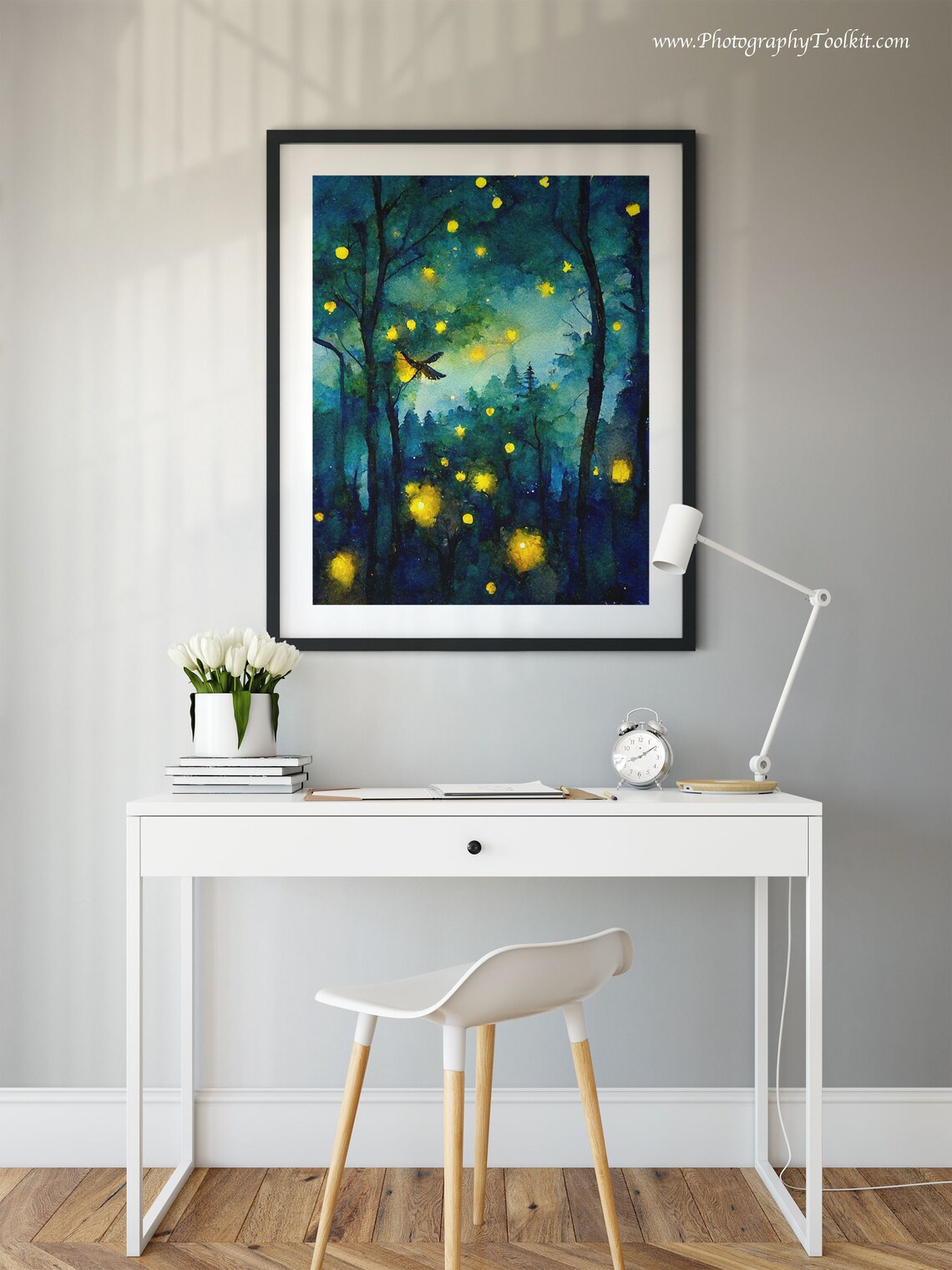 Firefly Night Sky Forest Art Print, Woodland Wall Art - Image 2