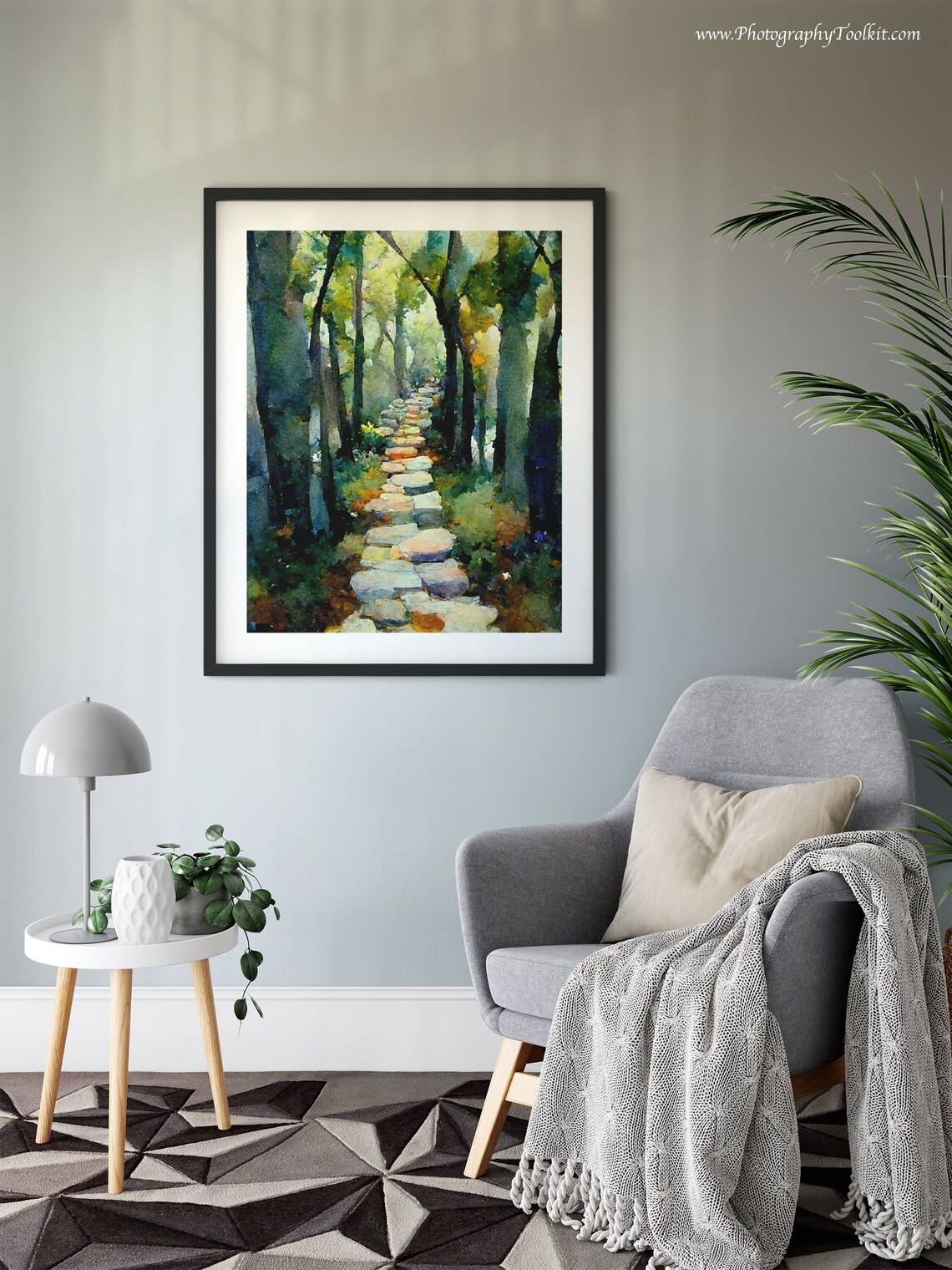 Forest Path Watercolor Tree Wall Art, Sycamore - Image 6
