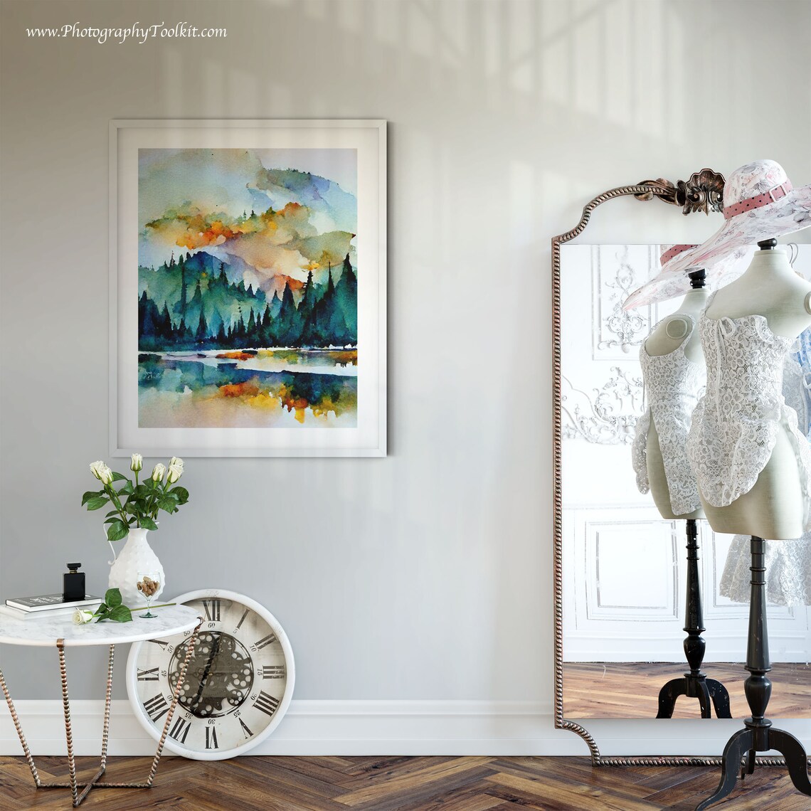 Winter Forest Landscape Watercolor Art Print - Image 6