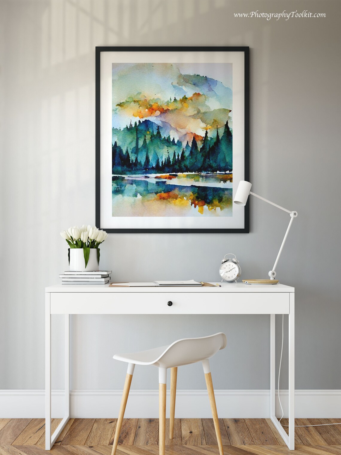 Winter Forest Landscape Watercolor Art Print - Image 4