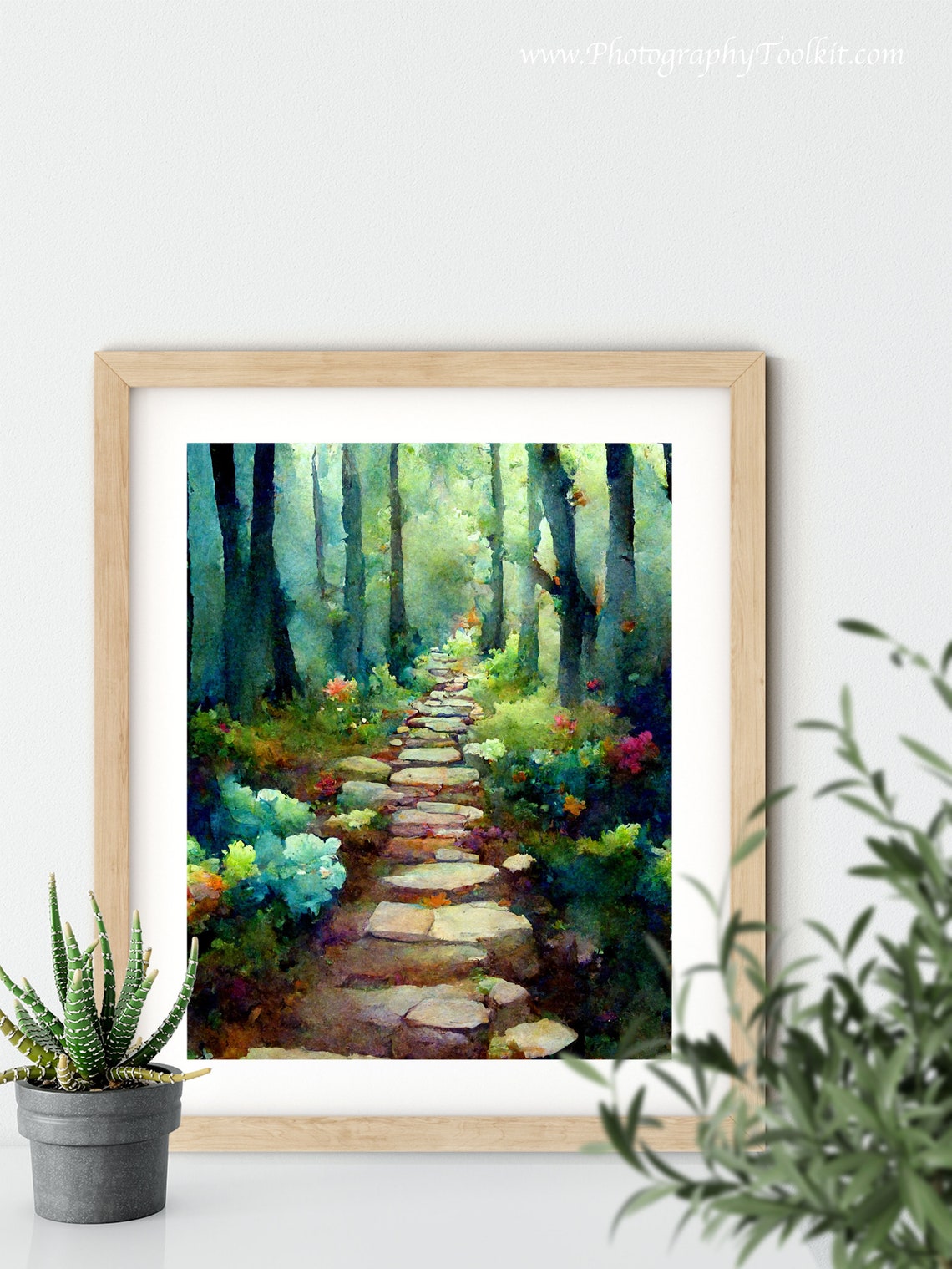 Forest Path Print Tree Wall Art Forest Print Adventure Art Print Forest Watercolor Forest Wall Art Sycamore Path Print Wilderness Art - Image 5