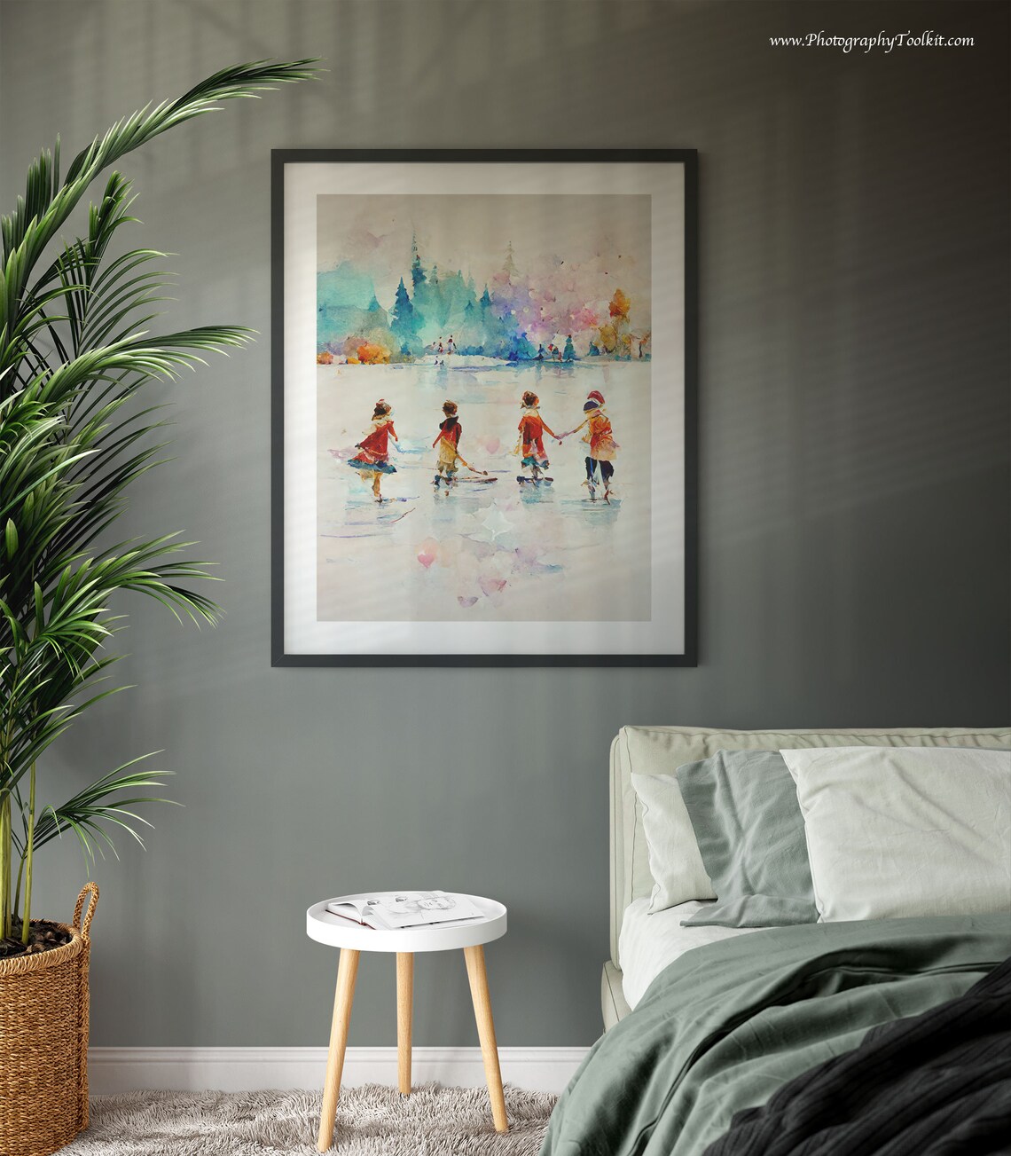 People Ice Skating Christmas Winter Wall Art Print - Image 3