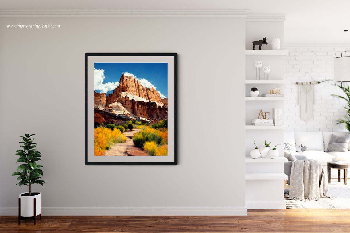 Capitol Reef Red Rock Spire Desert Trail Blue Sky Utah Landscape Print - Image 4