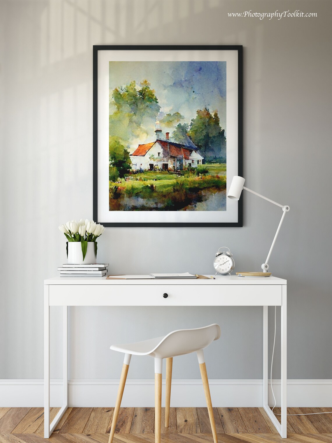 Watercolor Winter Forest Landscape, Pine Tree Print - Image 2