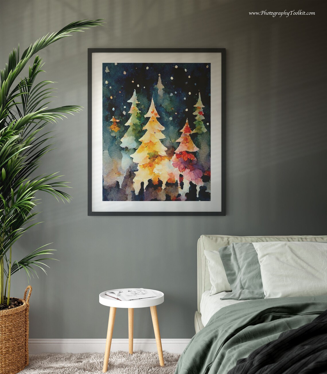 Christmas Tree Watercolor Holiday Wall Art Print - Image 3