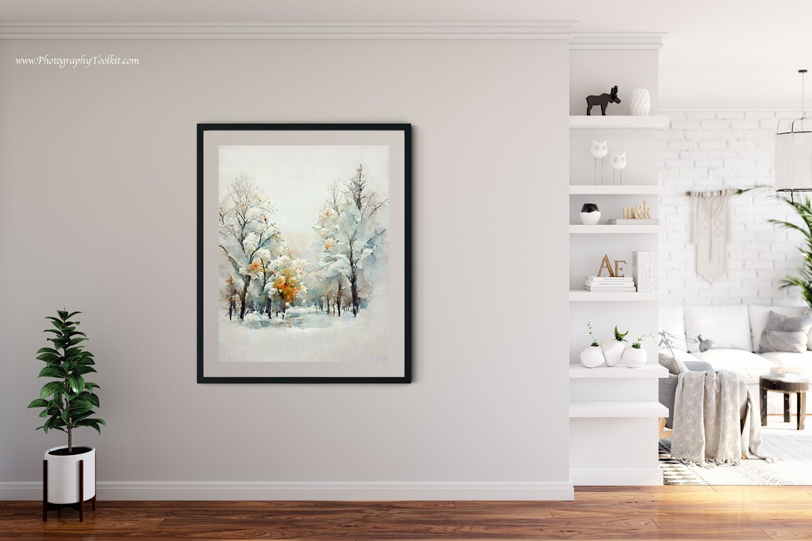 Winter Landscape Forest Watercolor Art Print - Image 2