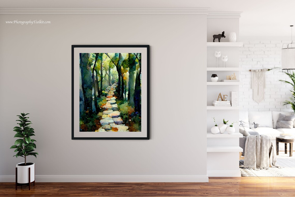 Forest Path Watercolor Tree Wall Art, Sycamore - Image 4