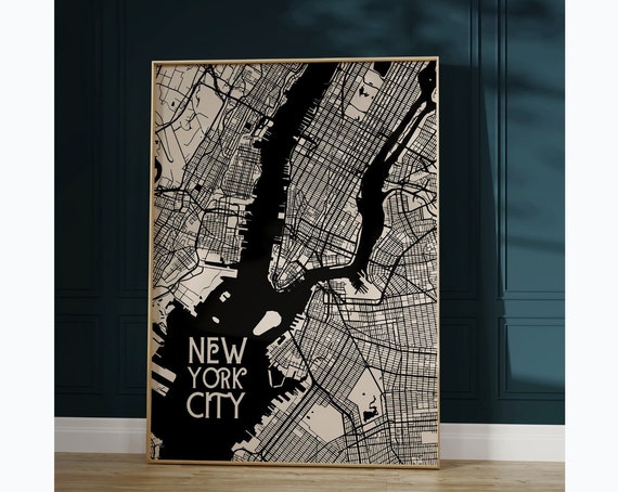 New York City Map Print, Minimalist Travel Poster