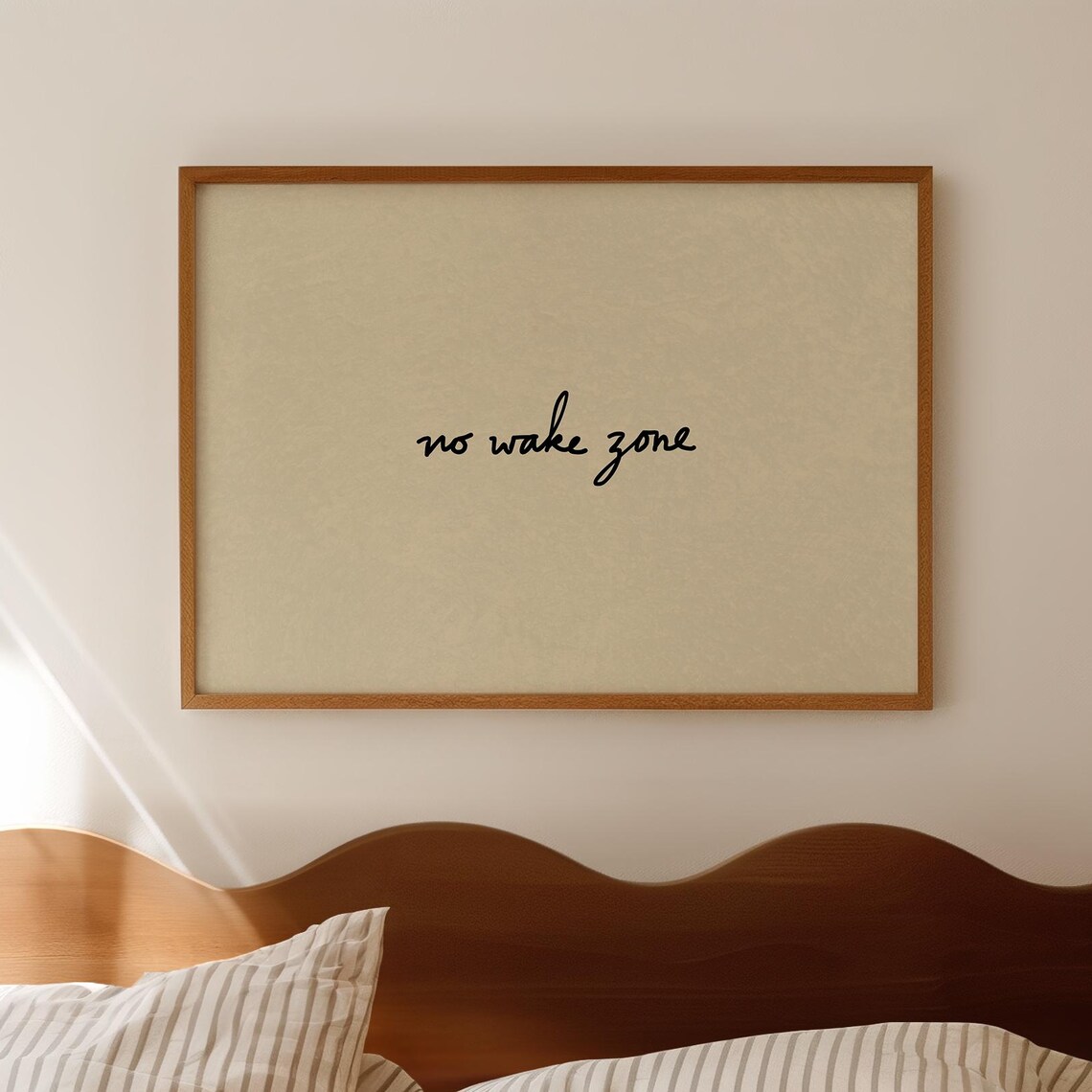 No Wake Zone Handwritten Script Minimalist Coastal Bedroom Quote Wall Art