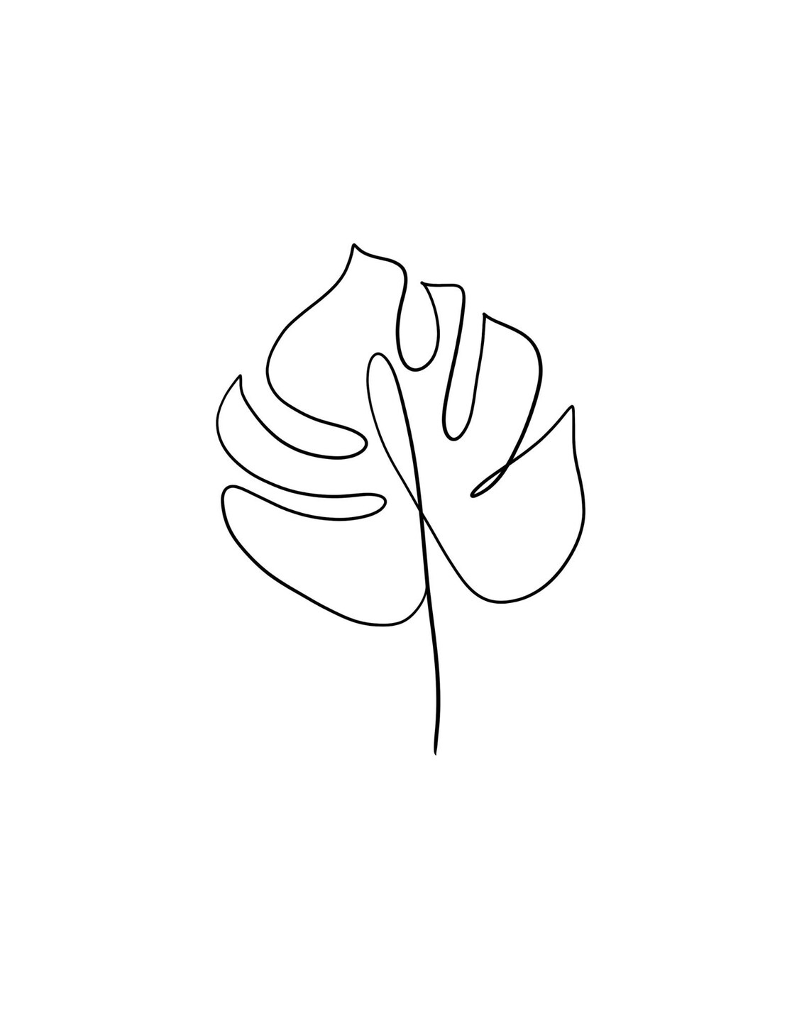Line Drawing Art Print Monstera Minimalist Botanical Modern Poster - Image 2