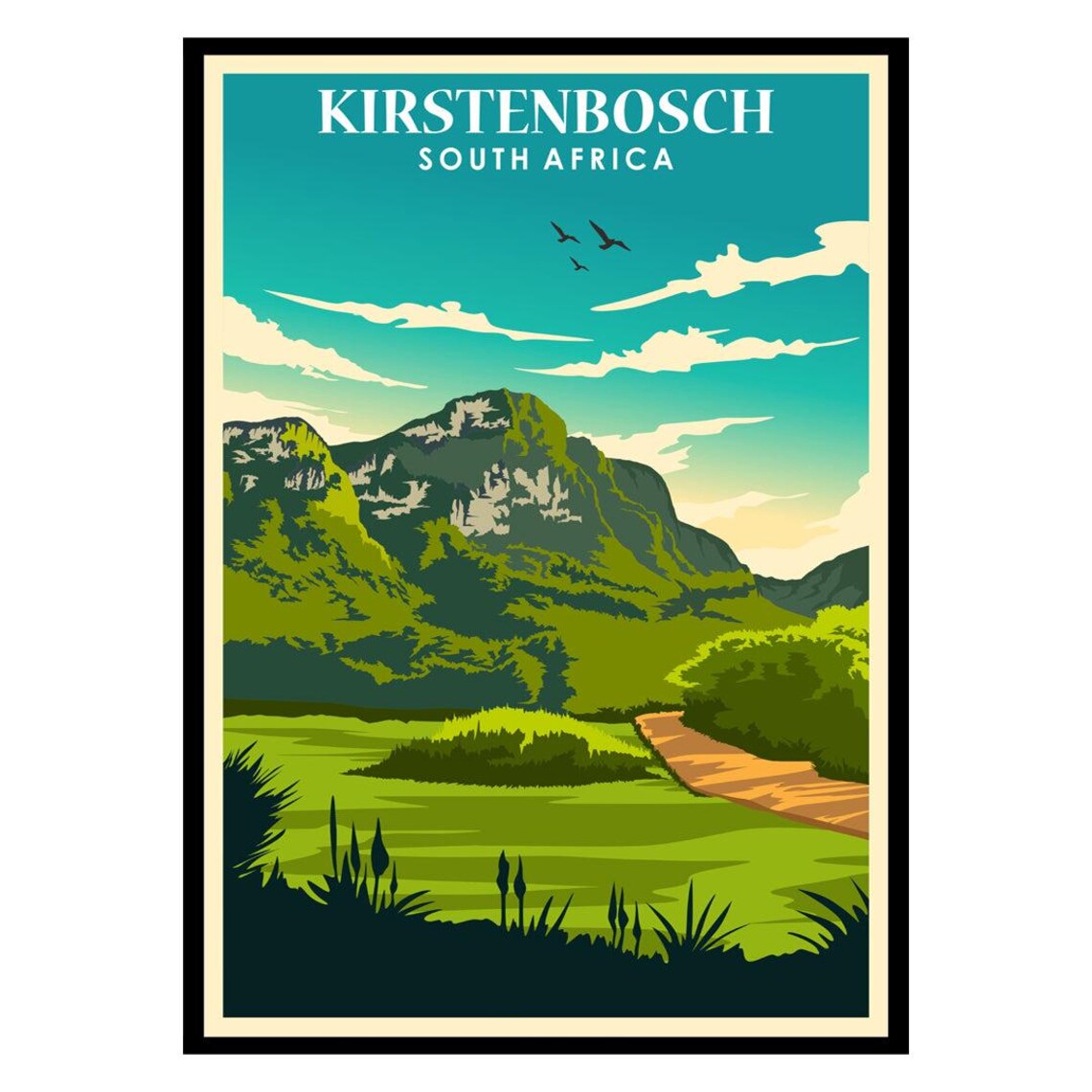 Kirstenbosch South Africa Table Mountain Garden Travel Poster