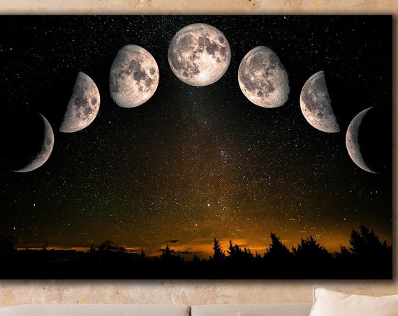 Moon Phases Canvas Art Spacethemed Wall Decor