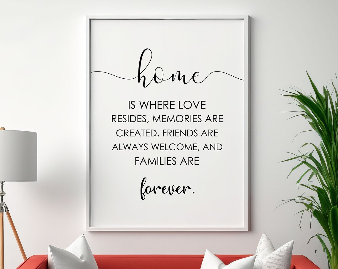 Home Is Where Love Resides Family Sign Modern Calligraphy Wall Art