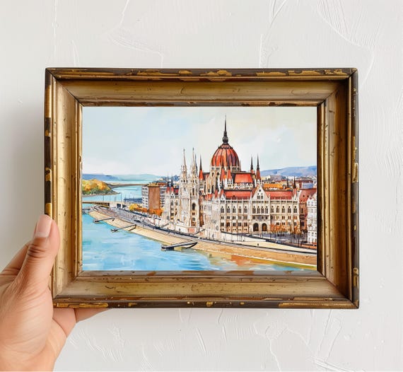 Budapest Parliament Watercolor Print Hungarian Architecture Wall Art River Danube Travel Poster European Cityscape Gift