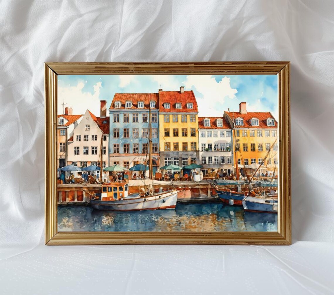 Copenhagen Nyhavn Watercolor Travel Poster