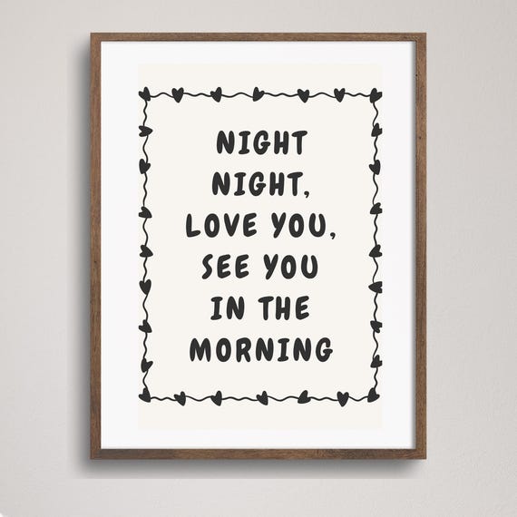 Night Night Love You Typography Poster, Bedroom Decor