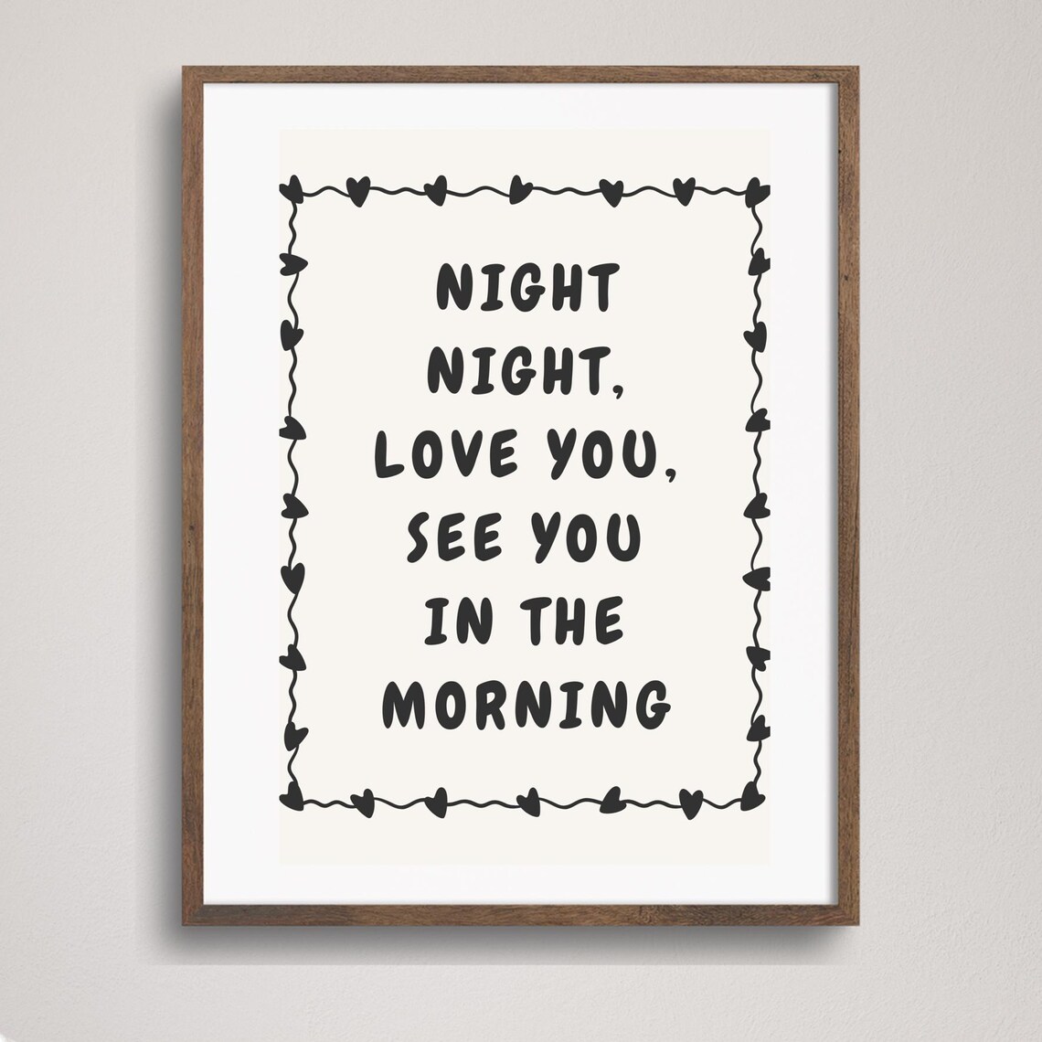 Night Night Love You Typography Poster, Bedroom Decor
