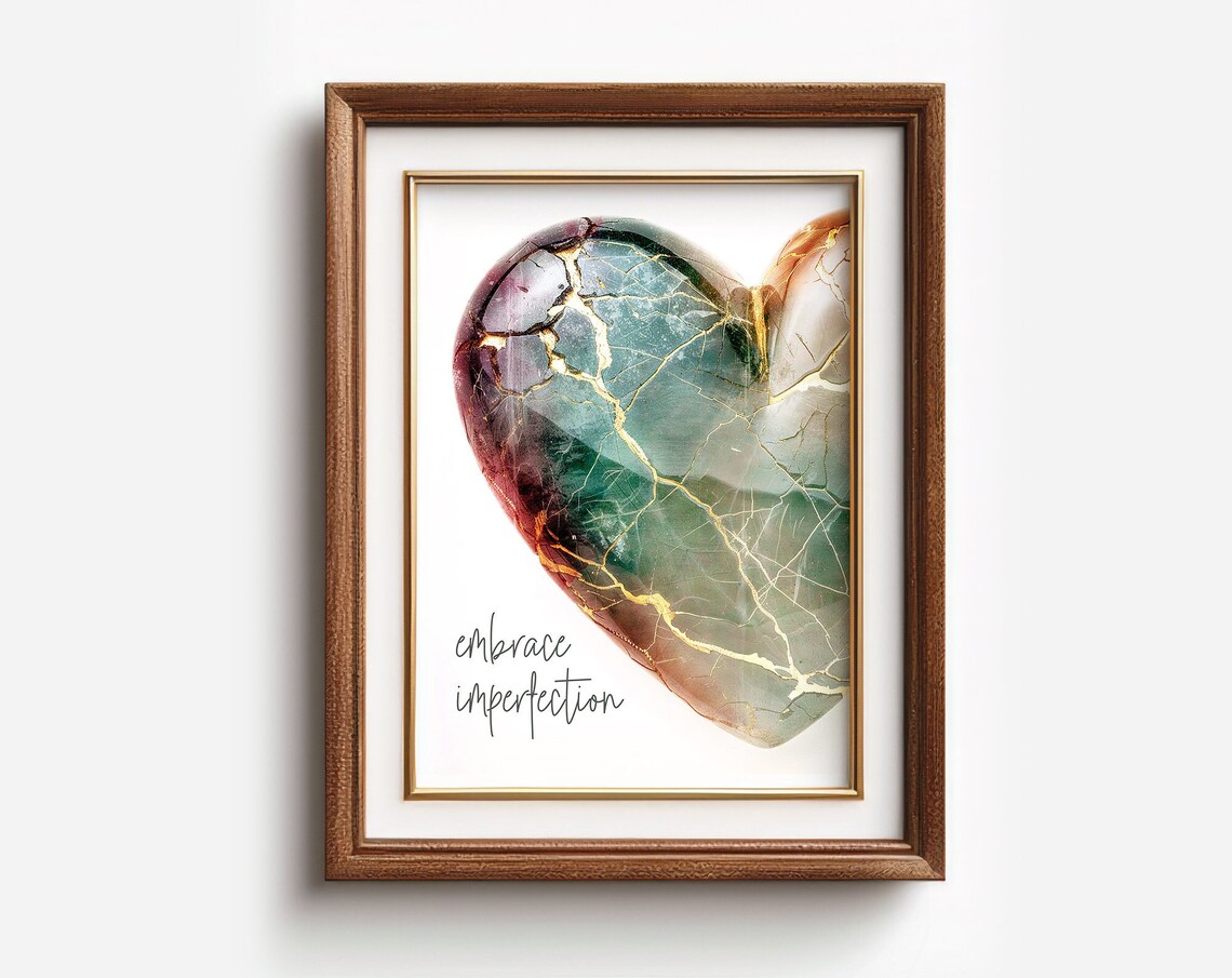 Embrace Imperfection Kintsugi Heart, Japan Art Print