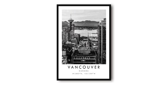 Vancouver Skyline Black And White Cityscape Poster