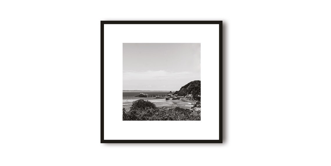 Mumbles Bay on the Gower Peninsula Coastal View Black White Poster