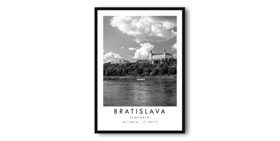 Bratislava Travel Poster, Minimalist Black and White