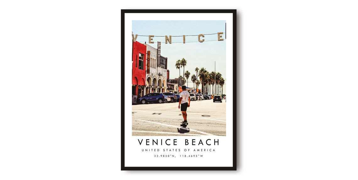Venice Beach, Los Angeles Travel Poster Art Print