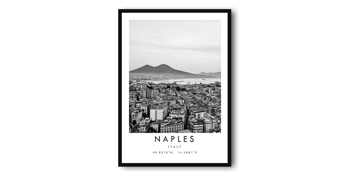 Naples Italy Black And White Cityscape Art Print