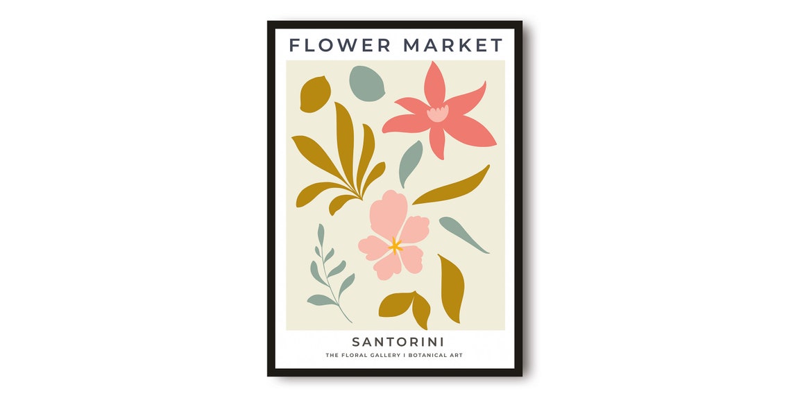 Santorini Flower Market Soft Blush Botanical Abstract Art Poster