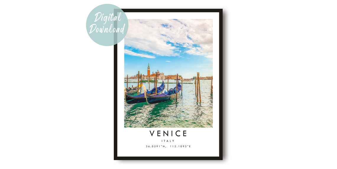 Venice Travel Poster, European City Wall Art Print