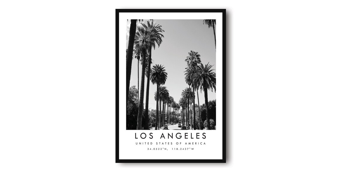 Los Angeles Black And White Palm Trees Art Print