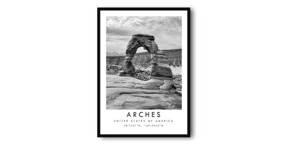 Arches National Park Poster Black And White Delicate Arch Utah Photo