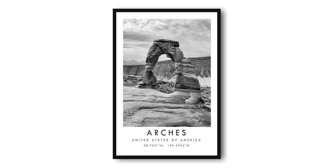 Arches National Park Poster Black And White Delicate Arch Utah Photo