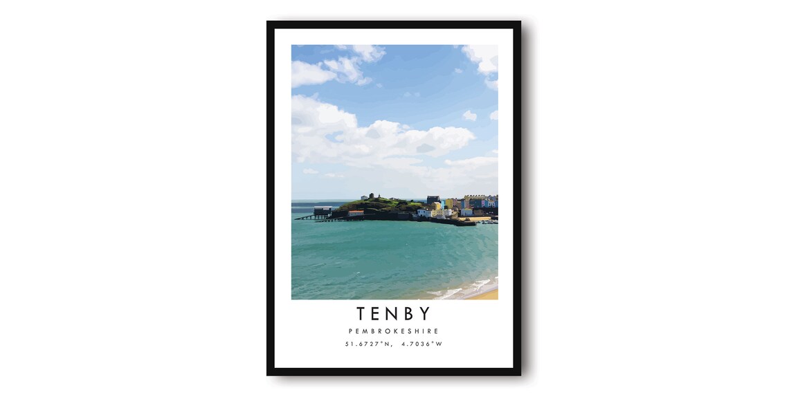 Tenby Travel Poster, Wales British Wall Art