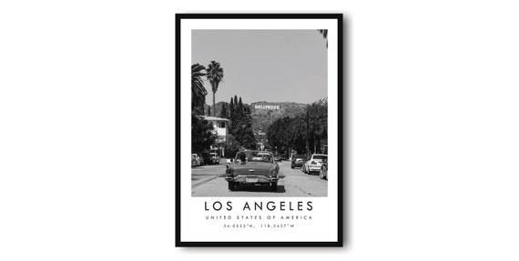 Los Angeles Hollywood Sign Black And White Art Print