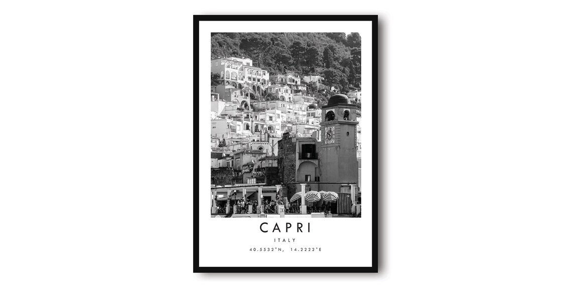 Capri Italy Black And White Travel Poster