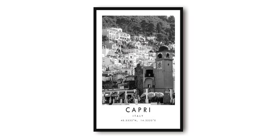 Capri Italy Black And White Travel Poster