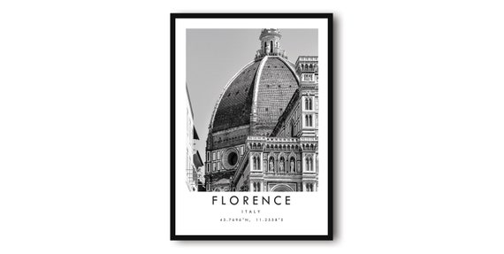 Florence Black and White Duomo Di Firenze Art Print